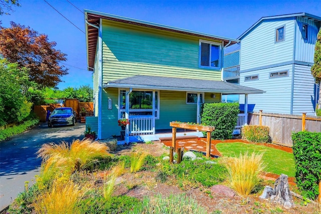 view of front property with covered porch