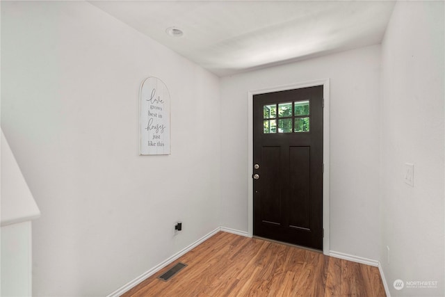 foyer with wood-type flooring