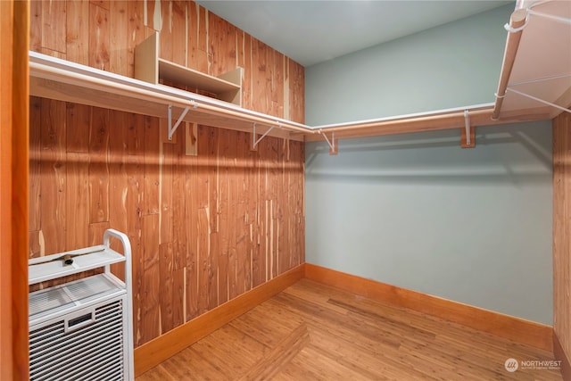 spacious closet with hardwood / wood-style flooring