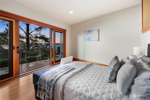 bedroom with light hardwood / wood-style floors