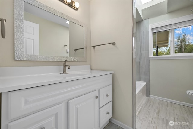 bathroom with toilet and vanity