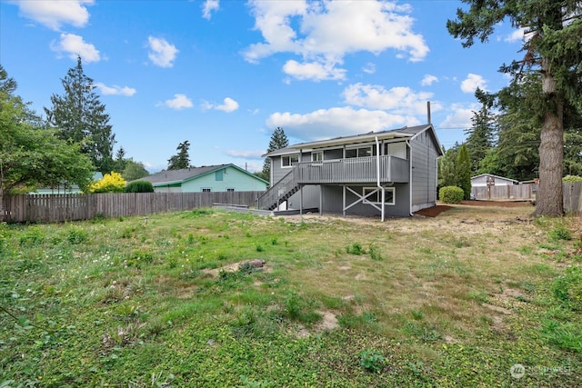 view of yard featuring a deck