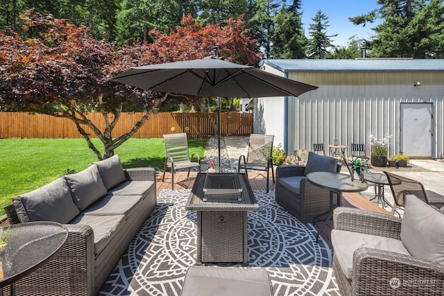 view of patio / terrace featuring an outdoor living space