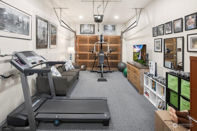 workout area with carpet