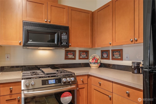 kitchen with black appliances