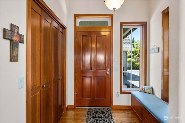 entrance foyer with light wood-type flooring