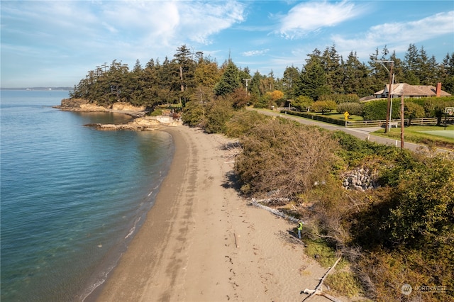 view of water feature featuring a view of the beach