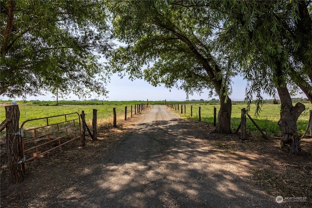 view of street with a rural view