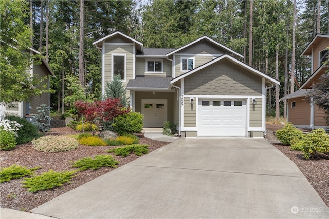 view of front of house with a garage