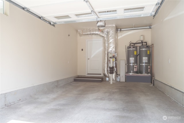 garage with secured water heater