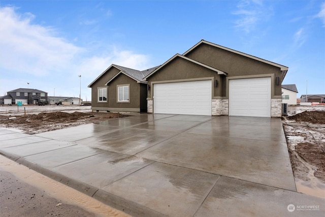 view of front of property with a garage