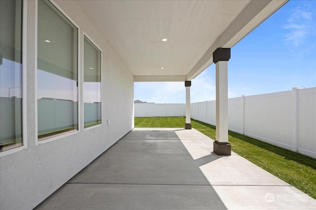 view of patio featuring a fenced backyard