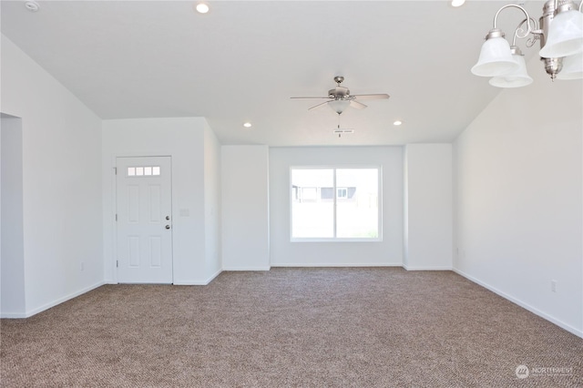 unfurnished living room featuring carpet floors, recessed lighting, and a healthy amount of sunlight