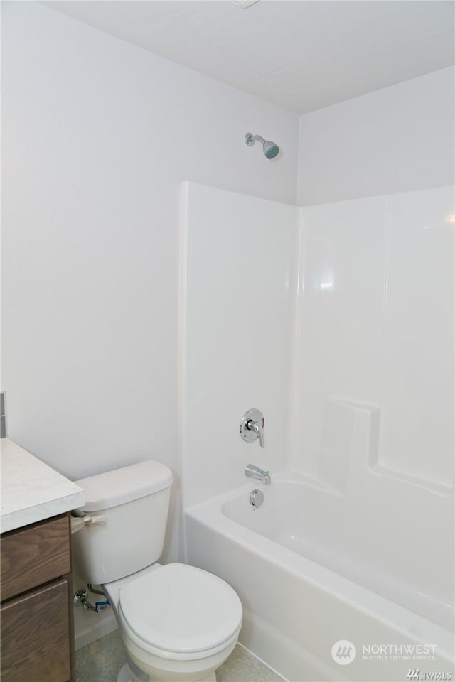 full bath with vanity, toilet, and shower / bathtub combination