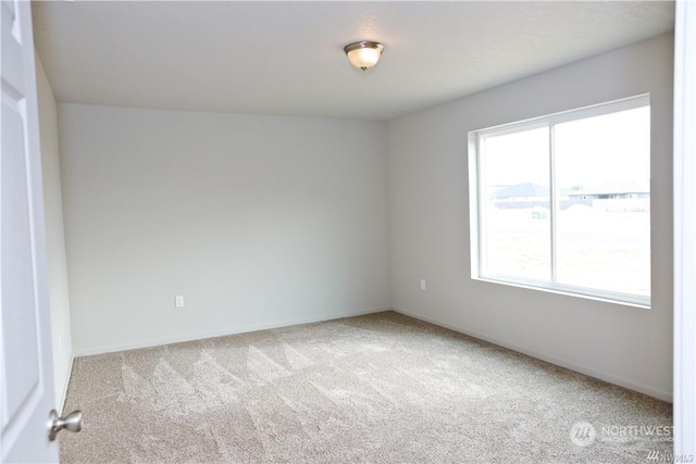 spare room featuring baseboards and carpet flooring