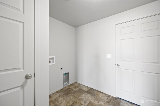 laundry area with washer hookup, laundry area, electric dryer hookup, and baseboards