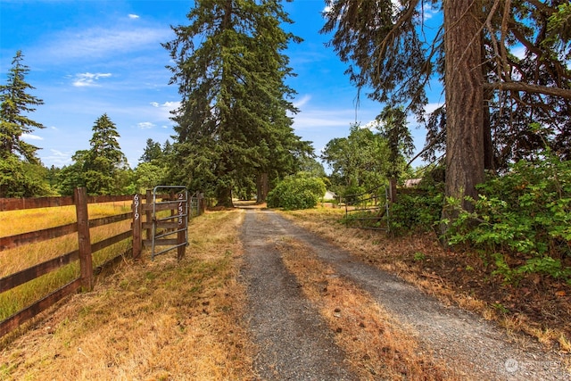 view of street featuring a rural view