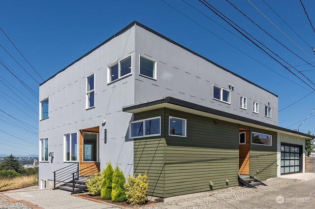 contemporary home with a garage