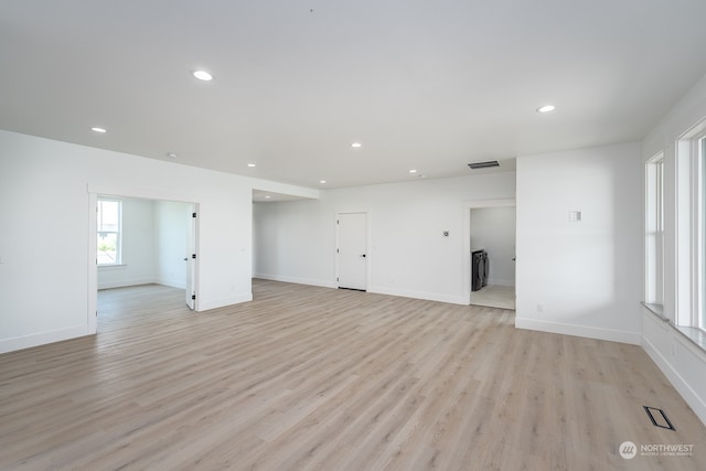 unfurnished living room featuring light hardwood / wood-style flooring