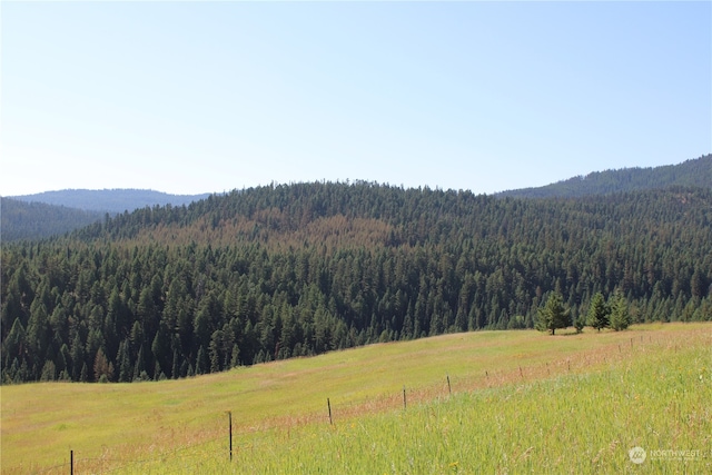 view of mountain feature with a rural view