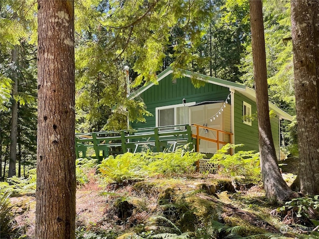 exterior space with board and batten siding