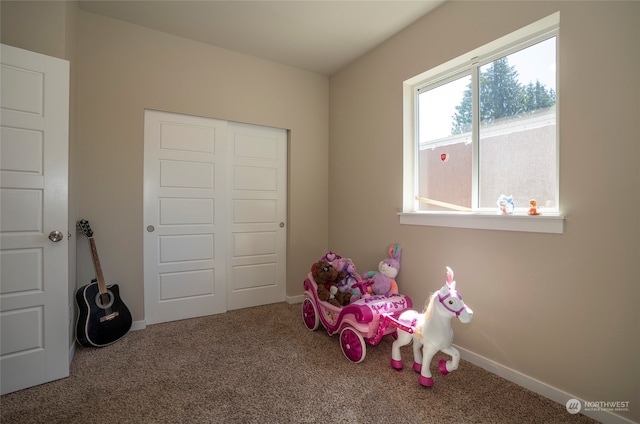 playroom featuring carpet flooring