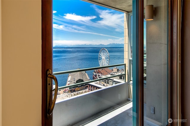 balcony with a water view