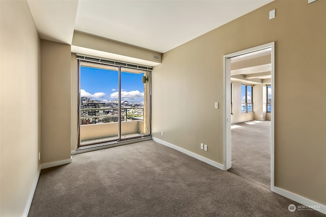 carpeted spare room featuring plenty of natural light