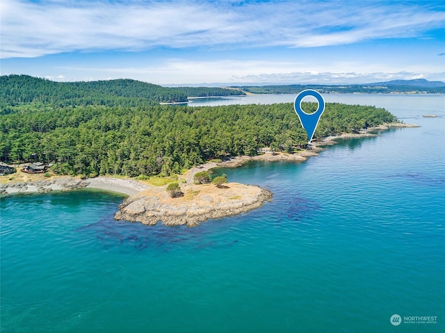 aerial view with a water and mountain view