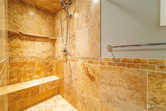 interior details featuring tiled shower