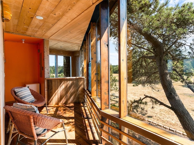 exterior space featuring wooden ceiling