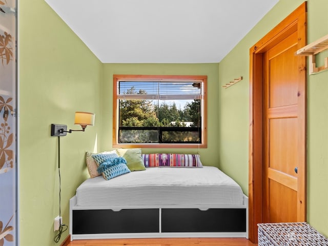 bedroom with hardwood / wood-style flooring