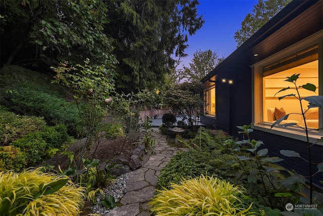 yard at dusk with a patio