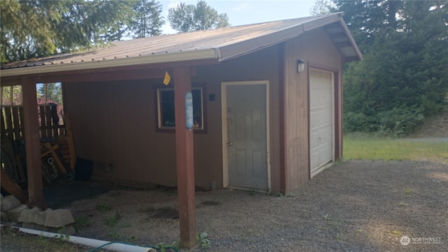 exterior space featuring a garage