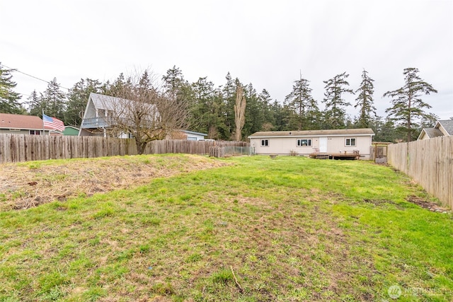 view of yard featuring a fenced backyard