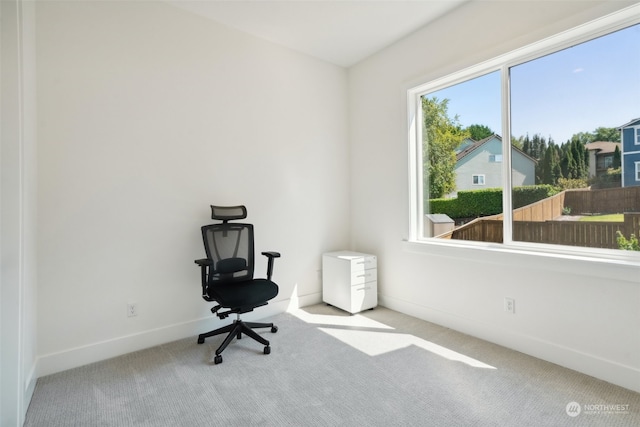 view of carpeted office space