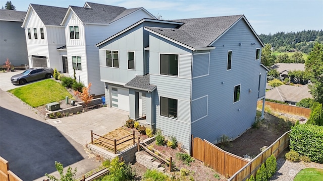 exterior space with a garage