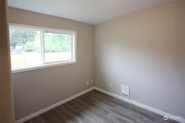 empty room featuring a healthy amount of sunlight and hardwood / wood-style flooring