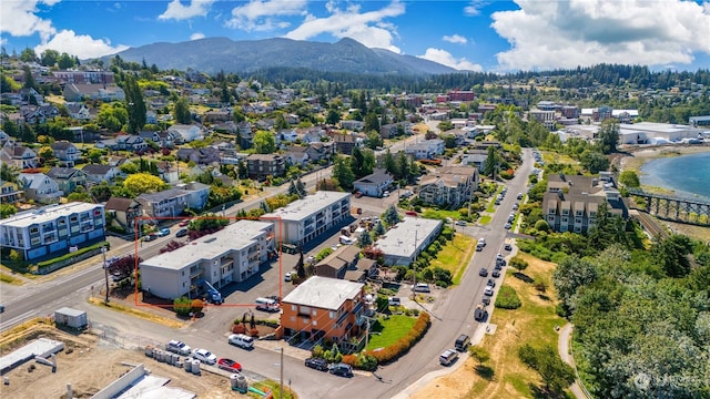 birds eye view of property featuring a mountain view