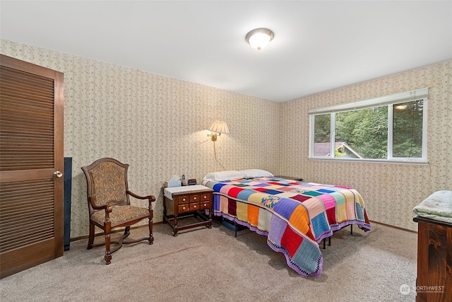 bedroom with carpet floors