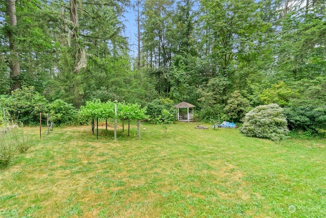 view of yard with a gazebo