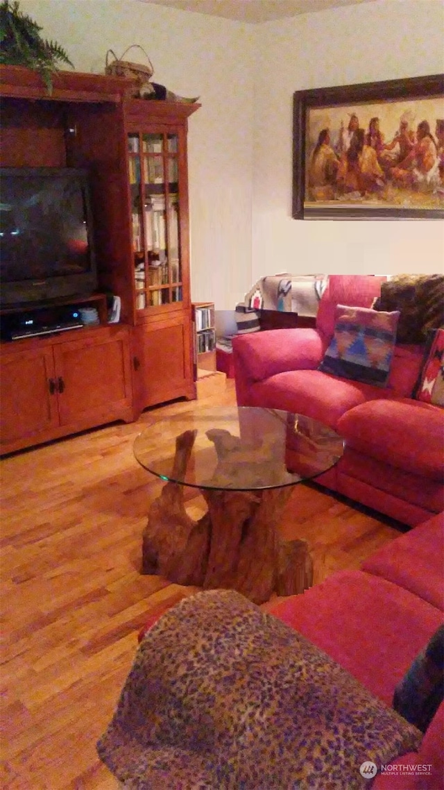 living room with hardwood / wood-style flooring