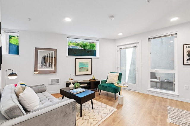 living room with light wood-type flooring