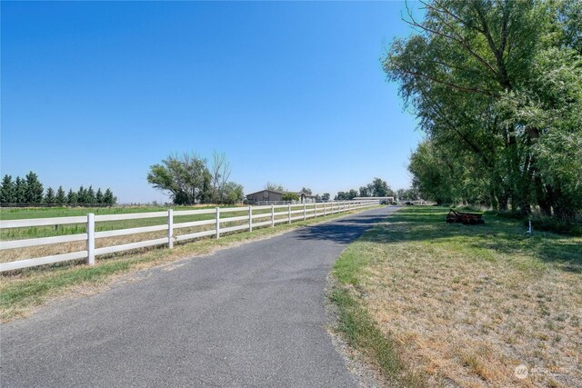 view of road with a rural view