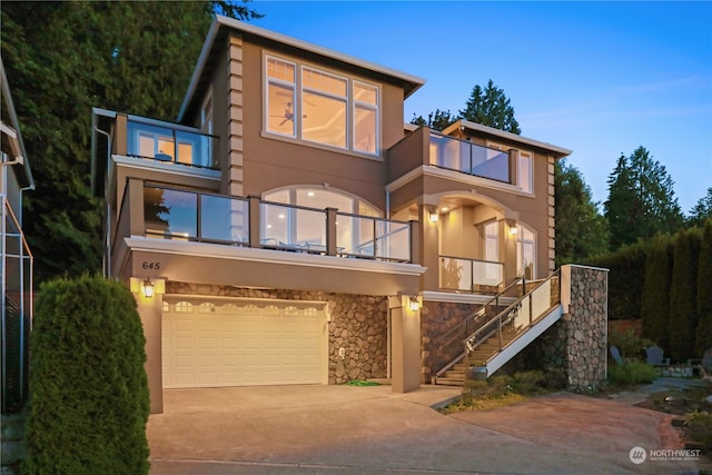 contemporary home featuring a garage