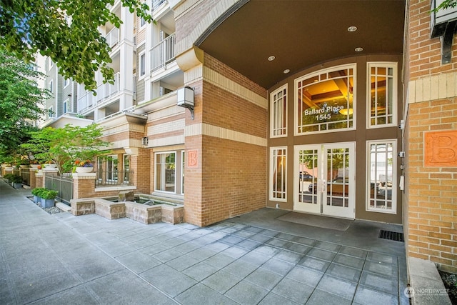 view of exterior entry with french doors