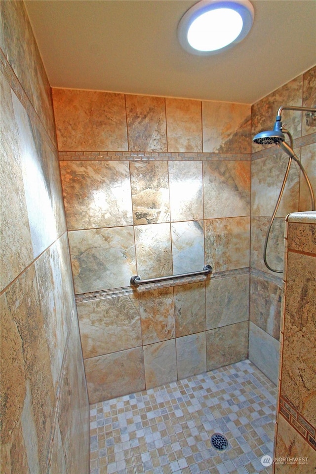 full bathroom featuring tiled shower