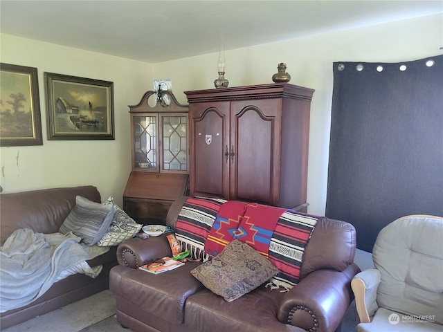 living room featuring carpet flooring