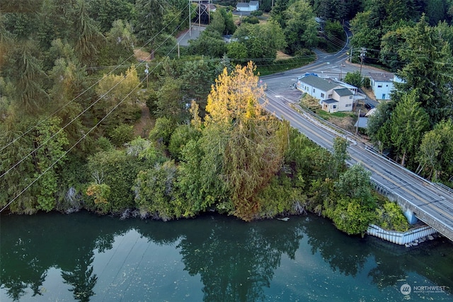 bird's eye view featuring a water view