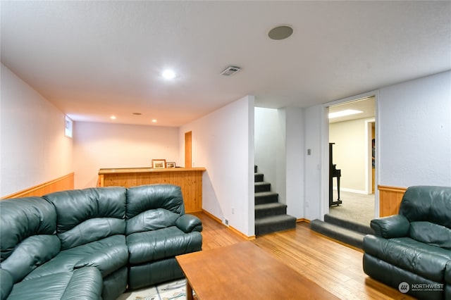 living room featuring light hardwood / wood-style flooring